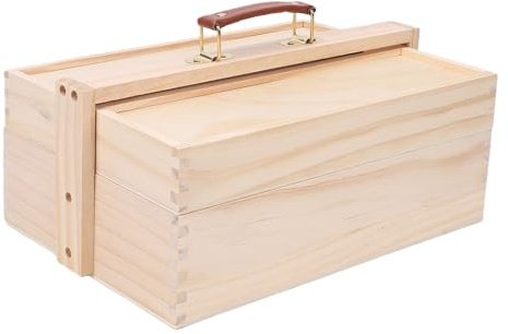 Fockety Förvaringslåda för Konstnärsmaterial, Bärbar Hopfällbar Konstförsörjning i bokträ med Fack och Låda, 3-lagers Konstverktygslåda för Pasteller, Pennor, Pennor, Markörer