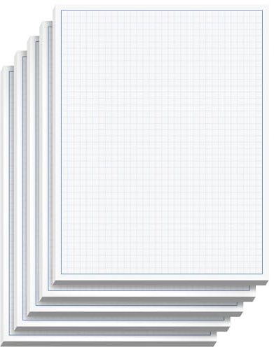 Graph Paper Pad for Blueprint Drawings, Drafting, Engineering Drawing, and Planning - Graph Paper 8.5x11 Blueprint Quadrille Grid Paper Pads with Blue Lines, High Brightness 50 Sheets (5-Pack)