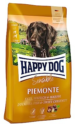 Happy Dog 60444 - Supreme Sensible Piemonte Ente Seefisch Maroni - Trockenfutter für ausgewachsene Hunde - 4 kg Inhalt