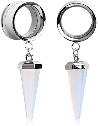 KUBOOZ (1 Paar Amethyst-Stein Anhänger Goldene Edelstahl Ohrstöpsel Tunnel Messgeräte Keil Piercings.