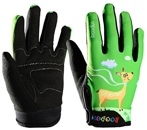 Gtopart Atmungsaktiv Wasserdicht Voller Finger Kinder Fahrradhandschuh, Radhandschuhe QXST02 (Grün, L (Palm Länge: 6.5cm))