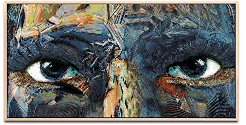 gemalte Augen ca. 130x70cm Wandbild inklusive Schattenfugenrahmen naturfarbend - Panorama Leinwand Bild XXL Format Wandbilder Wohnzimmer Wohnung Deko Kunstdrucke
