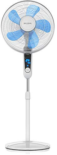 Brandson - Standventilator DC Silent mit Fernbedienung + LED Display - 24 Geschwindigkeiten - Oszillation 80° - Ventilator sehr leise - Höhe verstellbar - Kopf neigbar - Weiss - energiesparend