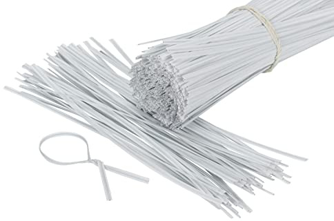 500 Stück Twist Ties, Bindestreifen, Bindedraht, Kabelbinder 12cm Weiss
