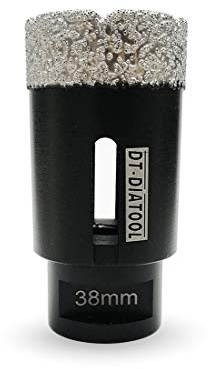 DT-DIATOOL Diamond Drill Bit 38mm Hole Saw for Dry Drilling Tile Porcelain Marble Ceramic Granite 75mm Length