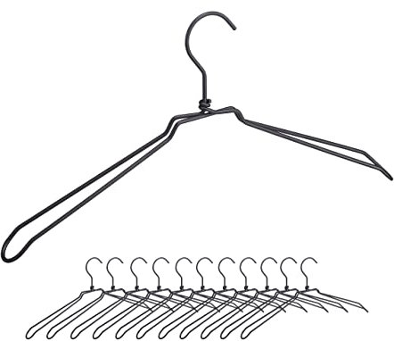 48 x Kleiderbügel, für Hemden, Jacken & Blusen, Industrie Design, Metall, Drahtbügel, 45 cm breit, Bügel, schwarz