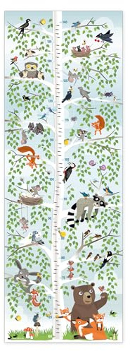 viilou Messlatte Poster Kinderzimmer Messleisten Babyzimmer Plakate Messlatten Wickelzimmer Illustration Baum Messleiste Waldtiere