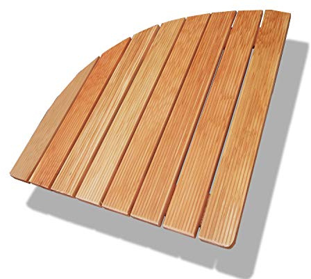 Castelmerlino Tarima para ducha alerce angular con listones atornillados lado 63 cm para placas de esquina lado 80 cm