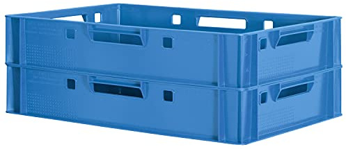 Fleischkiste E1 Fleischkiste Blau Fleischerkiste E1 Fleischkisten Kiste Fleischkiste Eurobox Lebensmittelecht 60 x 40 Metzgerkiste Auswahl Kingpower, Anzahl:2
