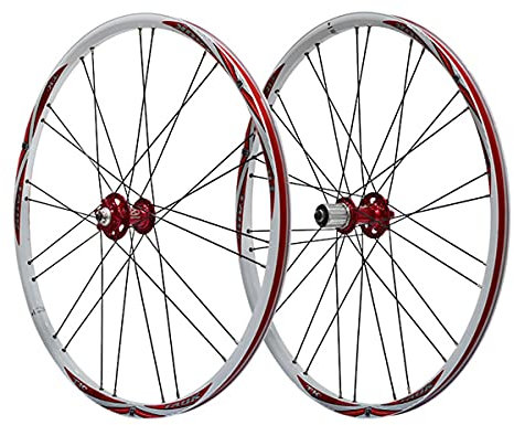 QHYRZE Mountainbike Scheibenbremsen Laufradsatz 26 Zoll Fahrrad Felge 24/28 Loch MTB Laufrad Satz Schnellspanner Nabe Für 7 8 9 10 Geschwindigkeit Kassette 2036g (Color : Red A, Size : 26'')