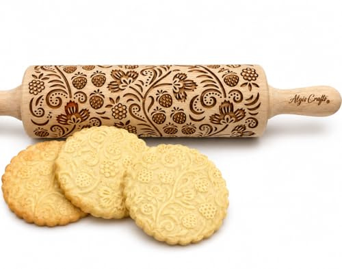ERDBEERE Geprägte Nudelholz. Teigroller für Teig & Plätzchen, Kuchen & Gebäck. Gravierte Nudelholz mit Muster von Algis Crafts