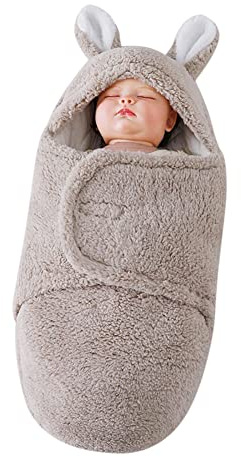 BakerMiche Wickeldecke Baby Warme Babydecke Plüsch Winter Kuscheldecke Neugeborene Weiche Schlafsack Kleinkind Pucksack Decke für Mädchen Junge Steppdecke Baby Dusche GeschenkGrau1-3 Monate