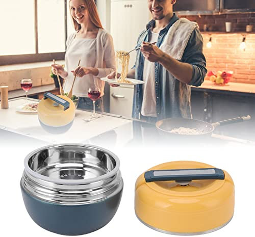 BigKing Thermos Lunch Box, 0.8L Thermos Food Flask, Hot Food Containers, Stainless Steel Stackable Round Lunch Box, 2 Layer Insulated Lunch Containers Vacuum Insulated Jar