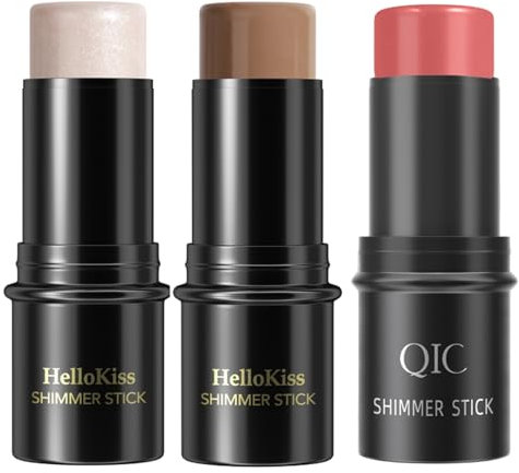 KTouler 3 Farben Contour Highlighter Konturenstift Make-up Stick, Rouge Creme Blush, Bronzer, Highlighting Shade, lang anhaltender und wasserfester Highlighter Makeup Stick for Cheek, Lip, Eye