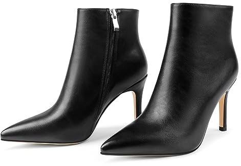 JOY IN LOVE Women's Ankle Boots Stiletto Heel Pointed Toe Zipper Boots Black US 10