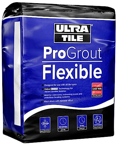 Ultra Tile Grey Flexible Grout 3KG Wetroom Swimming Pool Underfloor Heating Bathroom Kitchen All Tile Types