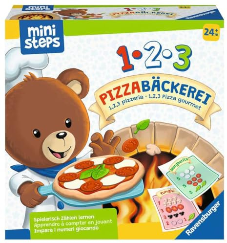 Ravensburger ministeps 4586 1,2,3 Pizzabäckerei - Spielerisch Zählen Lernen mit Bär Butz, Spielzeug ab 2 Jahren