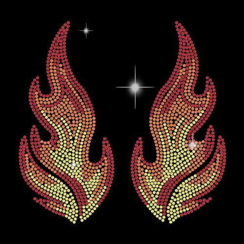 ORIGACH 1 Paar Flammen Strassstein Bügeleisen auf Hotfix Transfers, Bling Kristall Flammen Applikationen, Glitter Hitze überträgt Kleidung Reparatur Dekoration für Kleidung Tasche Jeans Dekor