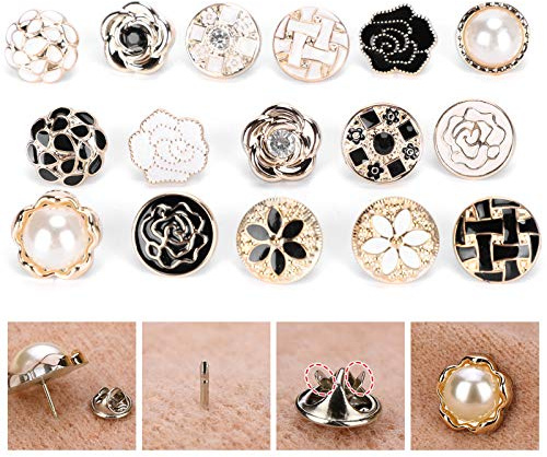Leopacat Collar Button Pins, Women's Brooch Pin Invisible V Neck Cover Up Shirt Pins Reusable Accidental Exposure Prevention Button for DIY Clothes Cardigans Dresses Hat Decoration Supplies 30Pcs