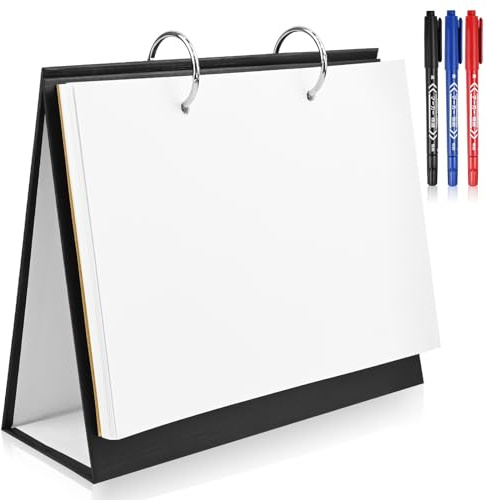 Calendrier de table 2024 en papier kraft - Personnalisable - Blanc - Calendrier mural durable - Feuilles en vrac - Spirale amovible - Photos à coller - Belle idée cadeau.