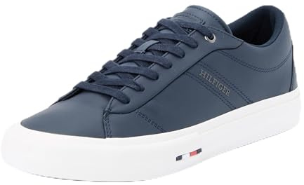 Tommy Hilfiger Uomo Sneakers Low in Pelle, Blu (Desert Sky), 40