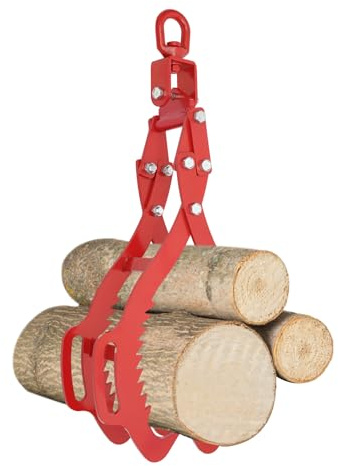 SHATUOA 4-Claw Log Lifting Tongs, Carbon Steel Heavy Duty Timber Lifting Pliers, Log Lifting Tongs for Trucks, Skidders, ATVs, Tractors, Max Load 2645.55lbs, Jaw Opening 0-28in (Red)