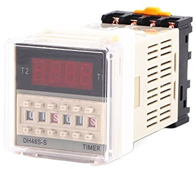 Relais Double temporisé Programmable DH48S-S, avec tension de Base, DC12V DC24V AC110 AC220V 0.1S-9.9S 1S-99S 1M-99M 0.1H-99H Pièces de rechange (Size : AC220V)