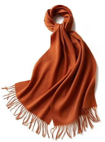 tuwiwol Weicher Kaschmir Wollschal, warm, gemütlich, vielseitig, einfach zu kombinieren, langlebig, langlebig, Stoff, Winter Feinstrickschals, tiefes Orange