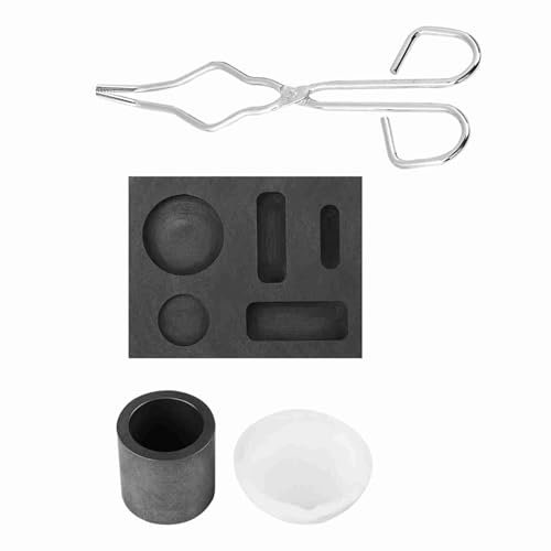 Outbit 4-teiliges Graphittiegel-Set, Hochreiner Graphittiegel, Zangenschüssel, Kombinierter Barrenbrenner, Schmelzset, Form Zum Schmelzen von Gold, Silber, Metall