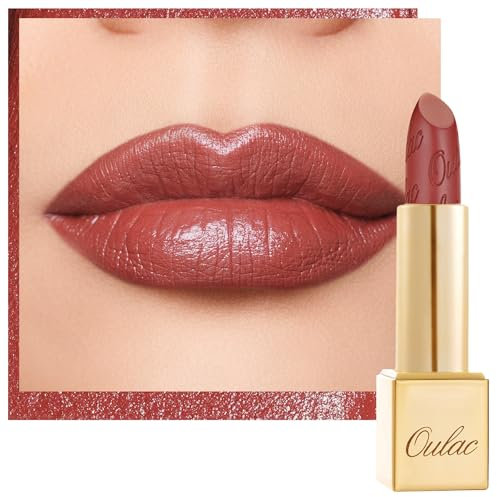 OULAC Lippenstift Metallic Glanz Finish, Terrakotta Langanhaltender Glitzer Lippenstifte, Feuchtigkeit und Glanz für die Lippen, Intensive Farbe Feine Textur, Vegan, 4.3g (GM05) Spice up