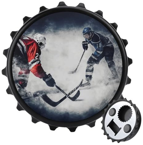 Kühlschrankmagnet und Öffner, kreativer Flaschenverschluss, Eishockey-Kunstdruck, einfach zu bedienender Flaschenöffner, perfekt für Küchendekoration und Bierliebhaber