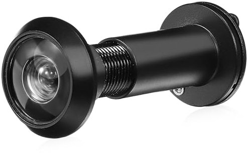 FOYTOKI Door Viewer Peephole Wide Angle 220° 14mm Aperture Black Security Viewer for Front Door, Heavy Duty Cover, One-Piece Installation for Home Entrance