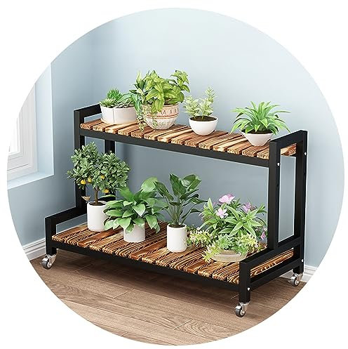 Moderner 3-stöckiger Pflanzenständer mit drehbaren Rollen, für drinnen und draußen, Blumentopfhalter, Schuhregal, platzsparendes Leiterregal für Haus und Garten