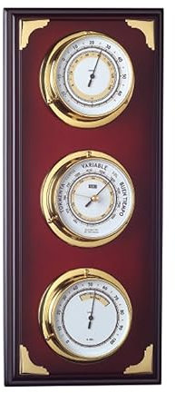 Stazione meteorologica nautica, Barometro e stazione meteorologica interna esterna, legno nobile, decorazione nautica BAROMETRO, IGROMETRO E TERMOMETRO 45 cm.