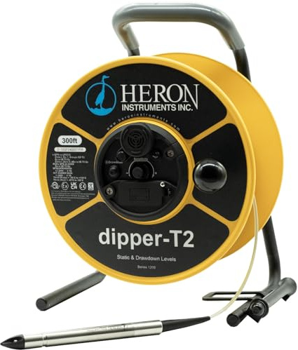 Heron dipper-T2 Dual Function Water Level Meter with Detachable Probe, Drawdown, and Intrinsic Safety (100ft Tape)