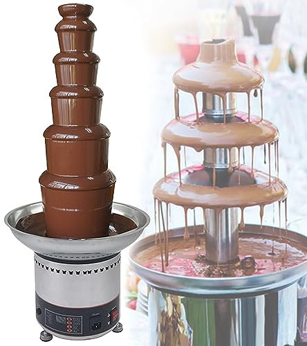 Stainless Steel Chocolate Fountain Machine 4/5/6/7 Tier Electric Chocolate Fondue Fountain Machine for Chocolate Candy Butter Cheese Party Restaurant Wedding Buffet Equipment,6Tiers