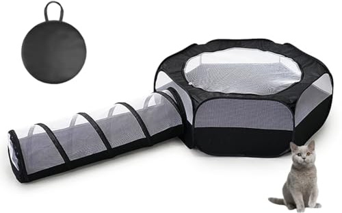 Haustier-Spielzeugtunnel,Pop-Up-Tunnel für Katzen,zusammenklappbarer Katzentunnel,Kätzchenspielzeug für den Innenbereich,auch geeignet für Welpen,Kaninchen,Chinchillas (schwarz-1)