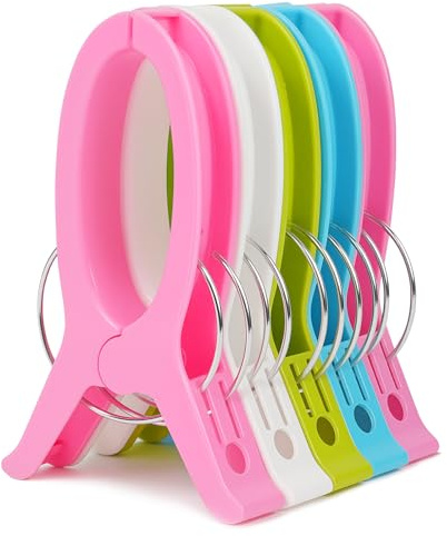 Alaoo Große Wäscheklammern Handtuchklemmen,Strandtuch Clips, 5 PCS | Strandtuchklammern, Winddicht Klammern auf Strand und Sonnenliegen für Wäsche, Strandtuch, Badetuch etc, 2.3cm*9.5cm