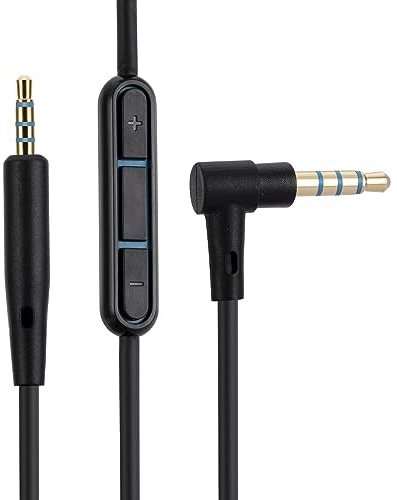 Alphatec QC25 QC35 QC45 OE2 Replacement Audio Cable, Compatible with Bose QC25 QC35 QC45 OE2 Headphones, 3.5mm to 2.5mm Male Stereo Jack Cord, 4.6 Ft, Inline Mic/Remote Control, Black