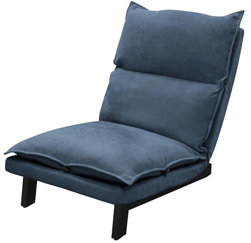 ML Design Golvstol Blå Klädd Golvstol med Justerbart Ryggstöd Linneöverdrag Stålram Loungestol Sittdyna Golvsoffa Golvsits Golvdyna Avslappningsstol Meditationsstol Lat Soffa för Komfort och Stil