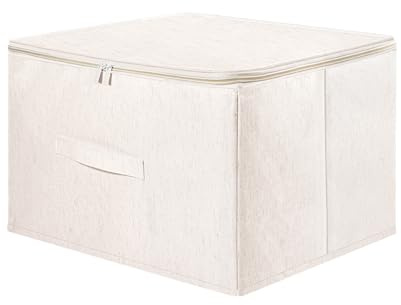 QOEOTUY 41 Liter Stoff-Aufbewahrungsbox, Aufbewahrungskorb mit Deckel, Reißverschluss-Garderobenbehälter, Garderobenbox 45×35×26cm