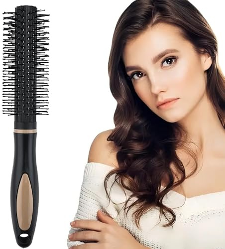 Cepillo de pelo redondo,peine antiencrespamiento,herramientas de peinado en casa, crear y alisar el pelo rizado u ondulado,antiestático,Añadiendo Volumen y Brillo Para Cabello Fino (Punta Negra)