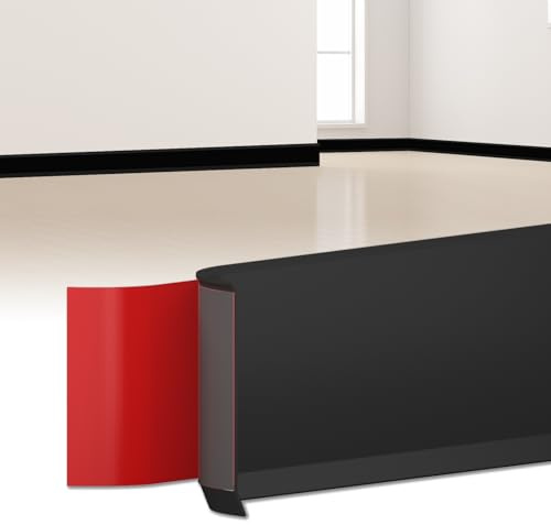 LIHIQIYA Plinthe Souple Autoadhésive Noir Pvc Plinthe Adhesive 100x20mm 6m | Plinthe Autocollante Ruban, Flexible Moulure Murale Plinthe Pliable PVC Souple Premium pour Revêtement de Sol, Montage Facile