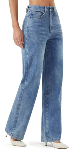 Zylioo Extra Long Jeans for Women Tall Straight Leg Jean Pants High Waist Classic Blue Trousers Stretch Long Length