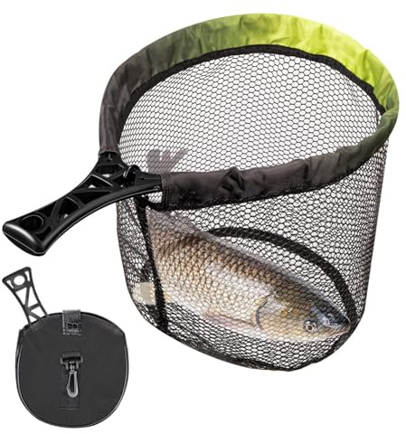 Fischernetze, Fliegenfischen Kescher, Tragbarer Klappbarer Kescher Kompakt Leicht Für Forelle Barsch Wels Lachs Fang & Rückgabe, Angelzubehör Für Anfänger Wat- & Kajakangeln Transport