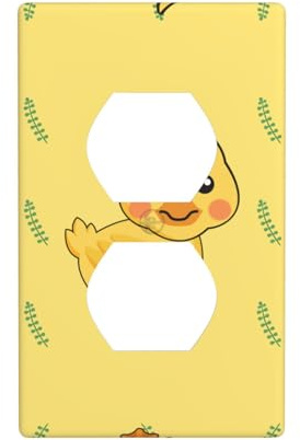 Phayah Placa de pared dúplex con diseño de pato de dibujos animados, tamaño estándar, policarbonato termoplástico, cubiertas de enchufe dobles
