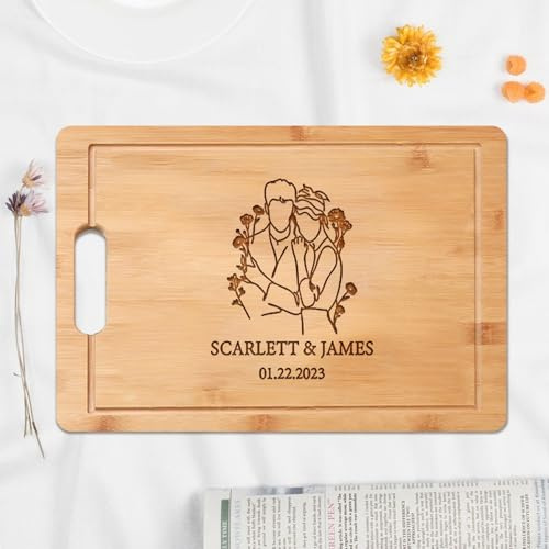 Planche à découper gravée personnalisée – Cadeau romantique pour mariage, fête prénuptiale, anniversaire, Noël, épouse, couple, cadeau de liste de mariage