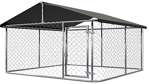 Petony 78x 78 Outdoor Dog Enclosure Heavy Duty Dog Kennel House Mesh Dog Big Cage Pet Kennel Steel Fence with Secure Lock