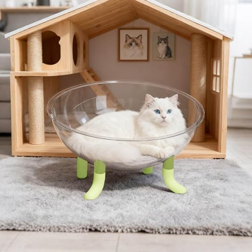 Hohe Beine Katzenbett, waschbar Katzen Hundebett, Haustierbett, Katzenkorb Indoor mit Rutschfester Basis, Katzenkissen, Katzensofa Nest Bett, für Kleinen Hunde/Katze/Hasen (Grün)