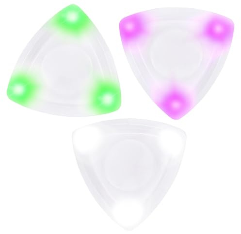 LED Leuchtende Gitarrenplektren Abs Grün für Gitarre | 3 Stück, Robustes Abs, Glatte Oberfläche, Button Batterie Enthalten, für Anfänger und Profis